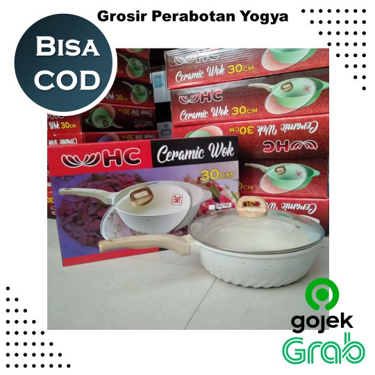 Wok Pan 30 cm HC / wajan korea Kuali Teflon Gagang Kayu