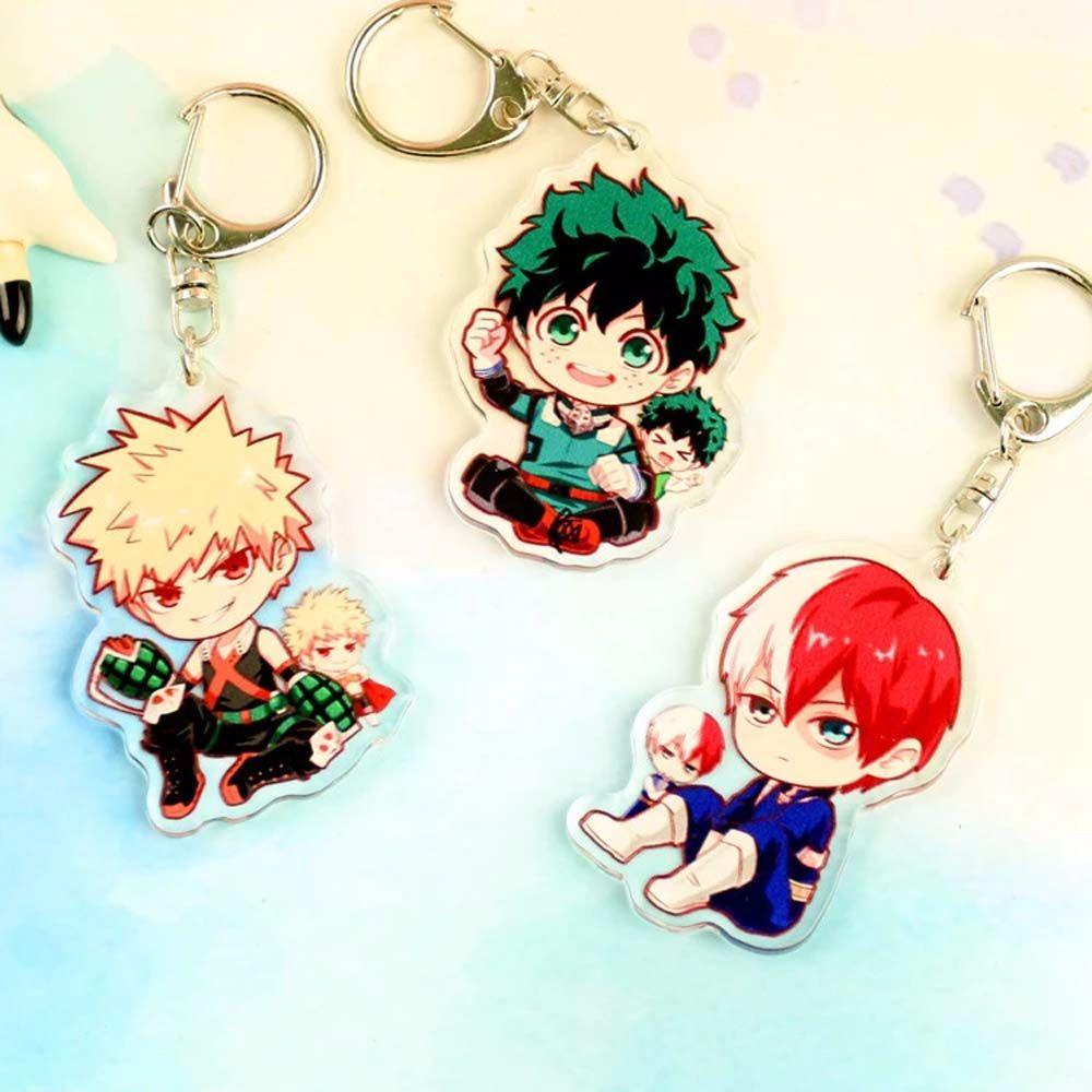 [Elegan] My Hero Academia Lucu Transparan Dua Sisi Shouto Kartun Todoroki Gantungan Kunci Akrilik