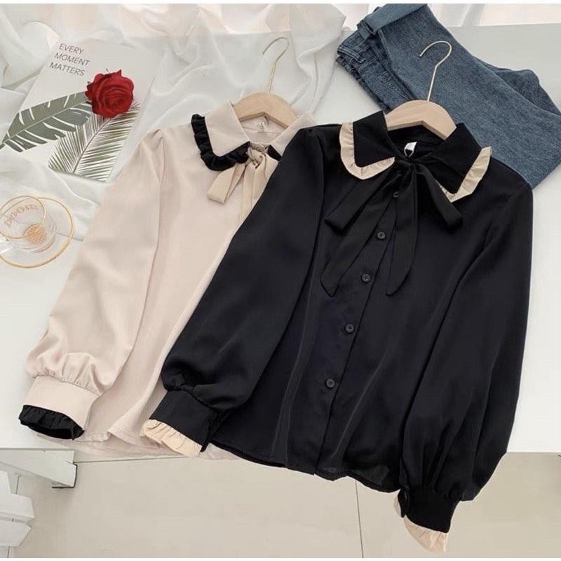 Korean blouse Baju Atasan Blouse Muslim Kemeja Twotone Fashion Wanita Terlaris Blouse Reisa Ivo top ALISBA BLOUSE