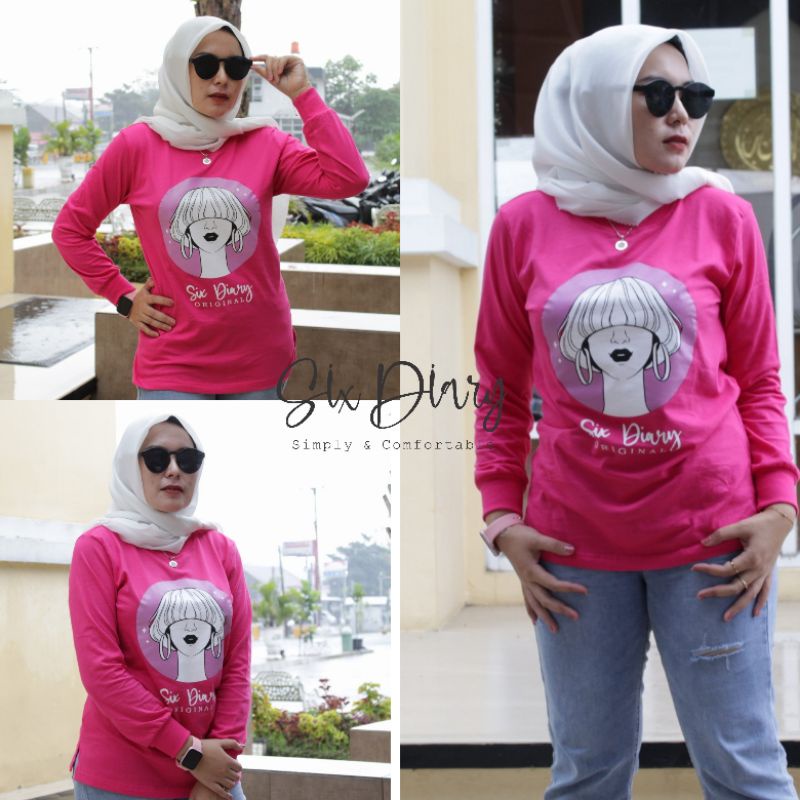 Baju Kaos Tangan Panjang Wanita Six Diary Original