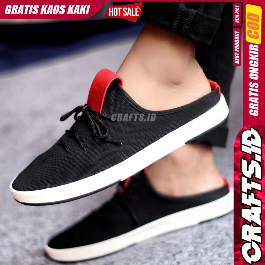 CRAFTS SUARES Sandal Sepatu Bustong Slop Hitam