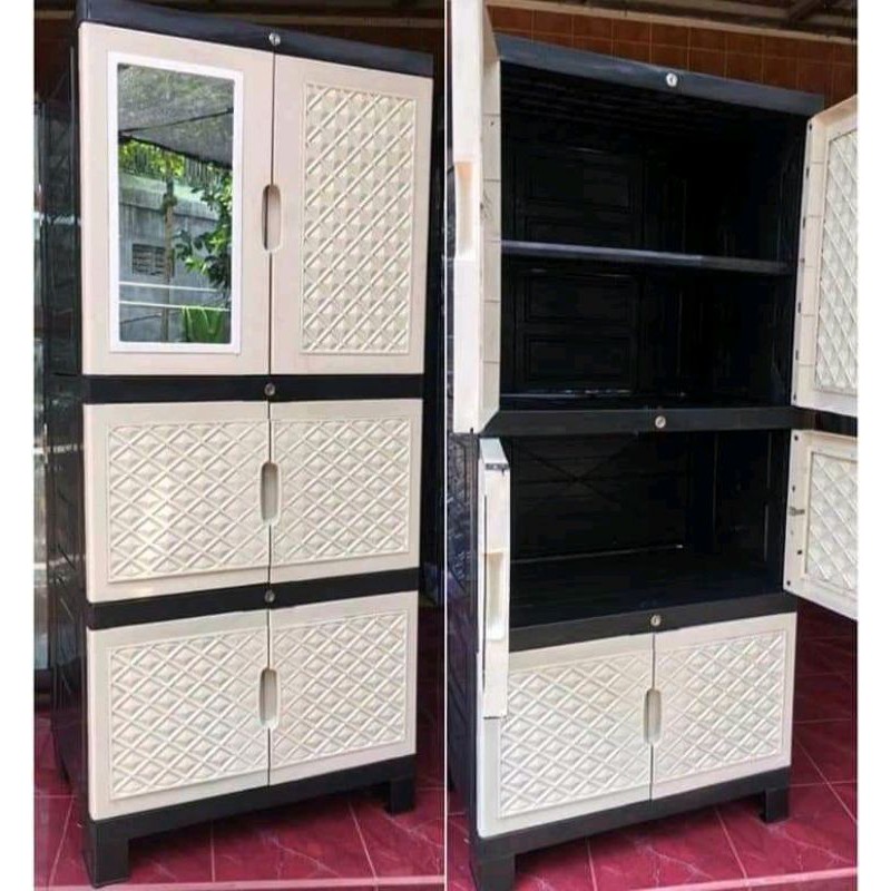 PROMO LEMARI PLASTIK AQUOSE PLUS KACA gantung dan tanpa gantng