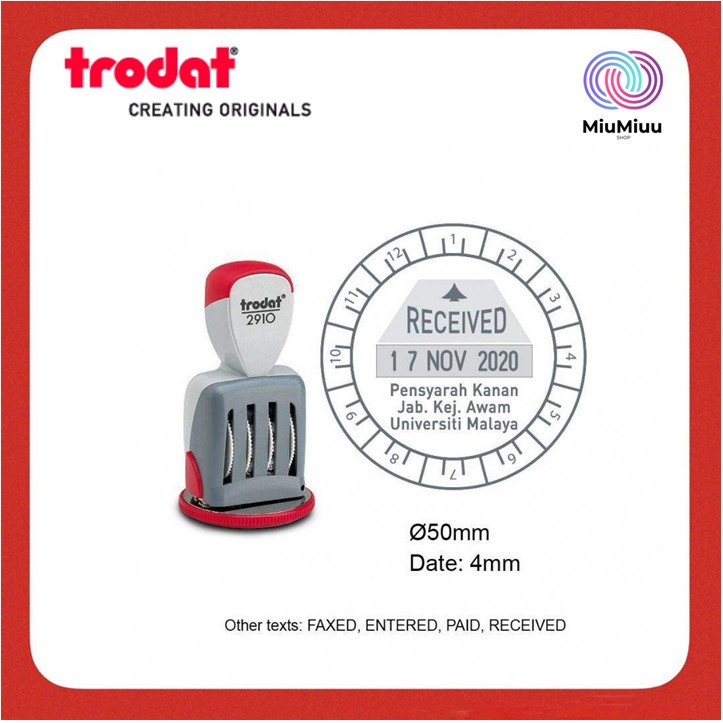 

STEMPEL TRODAT 2910 12JAM 24JAM TANGGAL TEXT DESIGN CUSTOM