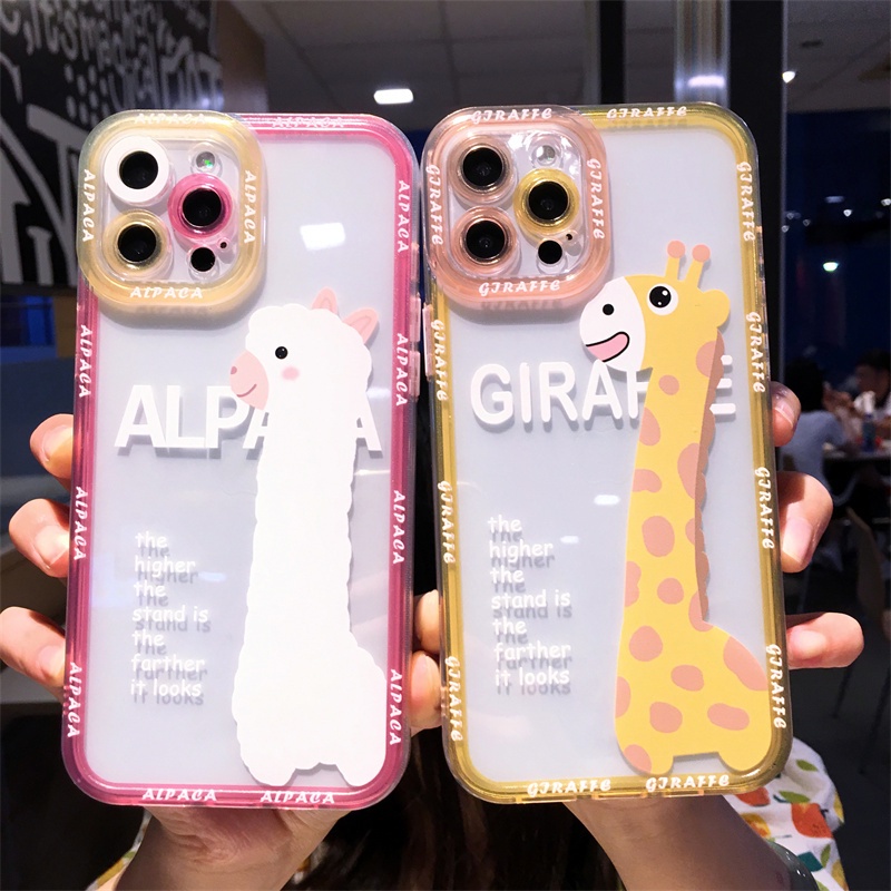 Soft case Pelindung Kamera Motif Kartun Jerapah Untuk iphone 11 pro max 13 12 pro max X Xs max XR 7plus 8plus 7 8 se2020