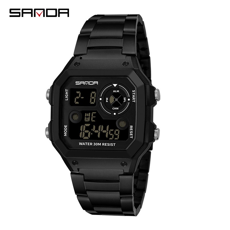 SANDA 408 Jam Tangan Pria Wanita Digital Tali Stainless Chronograph Anti Air CURRENOS