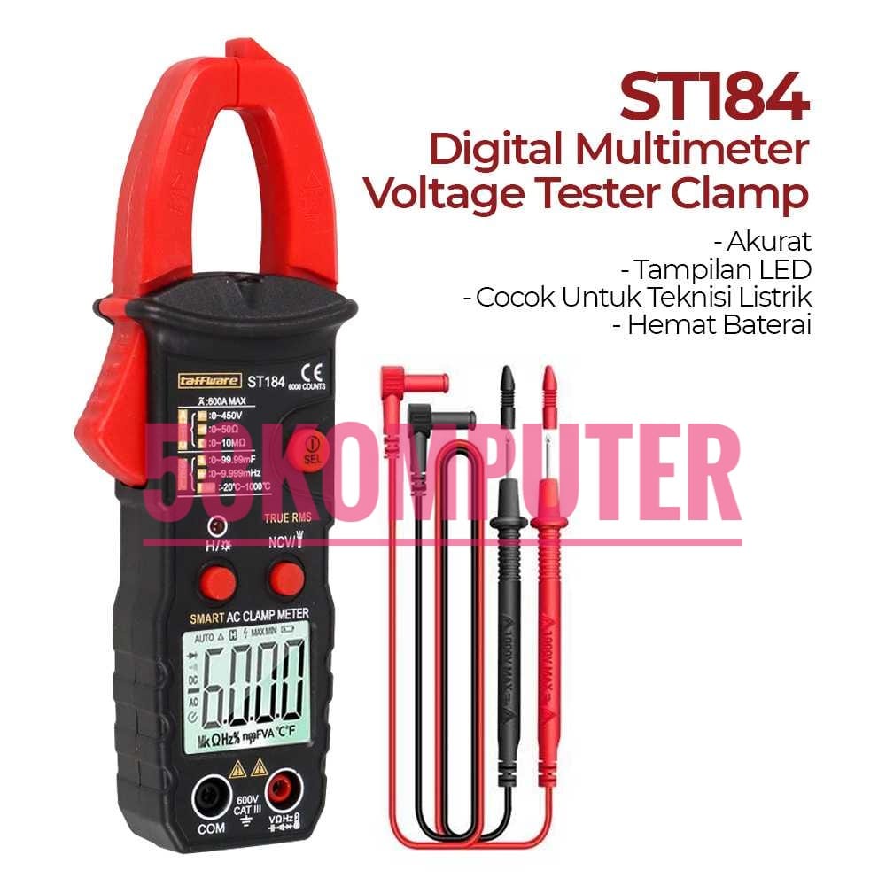 ANENG ST184 Digital Clamp Multimeter Tang Ampere Voltage Tester Clamp Tang Ampere Digital Lengkap Ac Dc Tang Ampere Meter Digital ANENG Multimeter Voltage Tester Clamp Multitester Ncv Induced