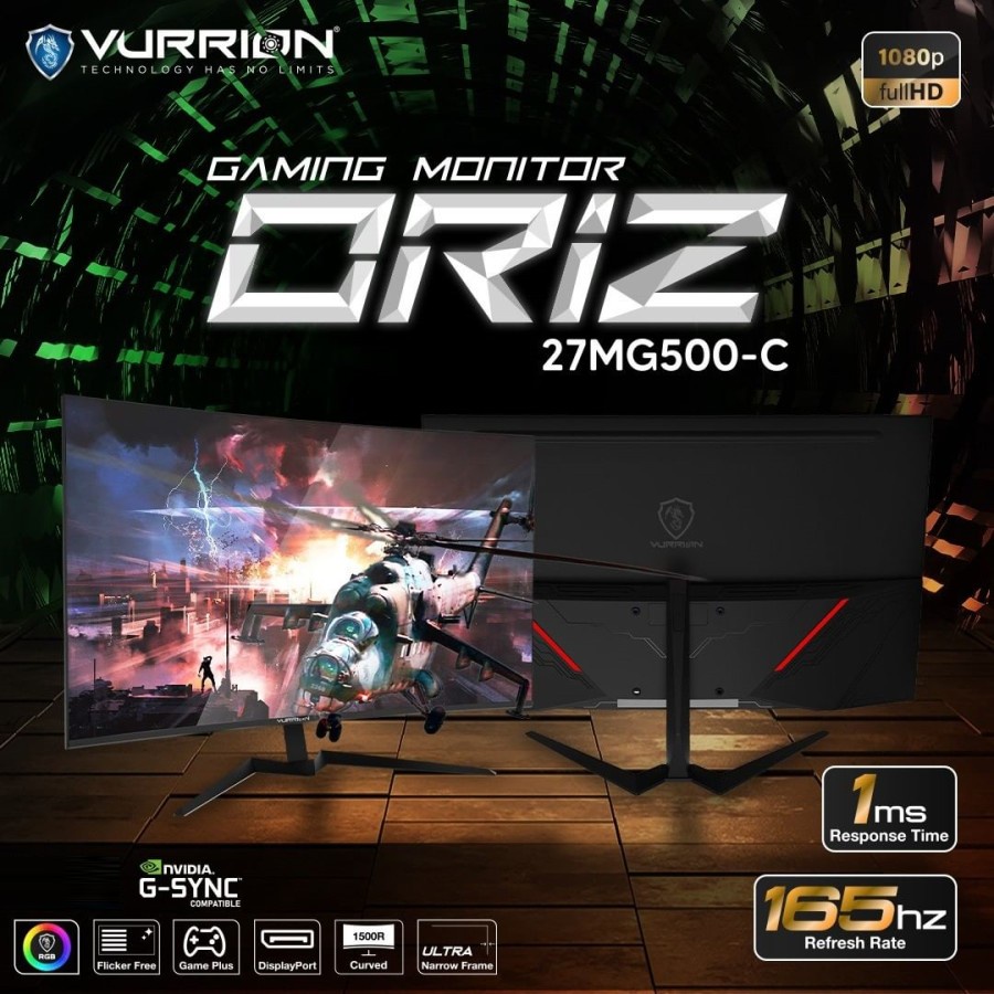 MONITOR LED GAMING VURRION ORIZ 27 INCH 27MG500-C CURVED - 165Hz 1Ms FHD