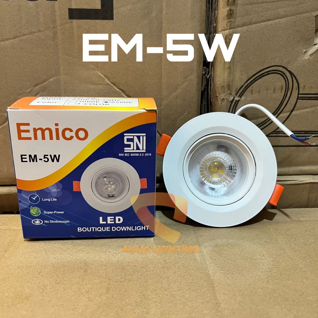 Lampu Downlight LED Spot 5w Sorot 5Watt Putih Kuning inbow Hologen 220v 5 Mata PUTIH KUNING adjuse focus gerak COB EM-5W