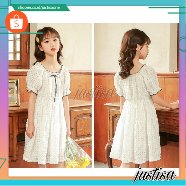 Promo !! Dress vintage anak / Dress anak perempuan import / Dress vintage dotted ribbon uk 3-4th