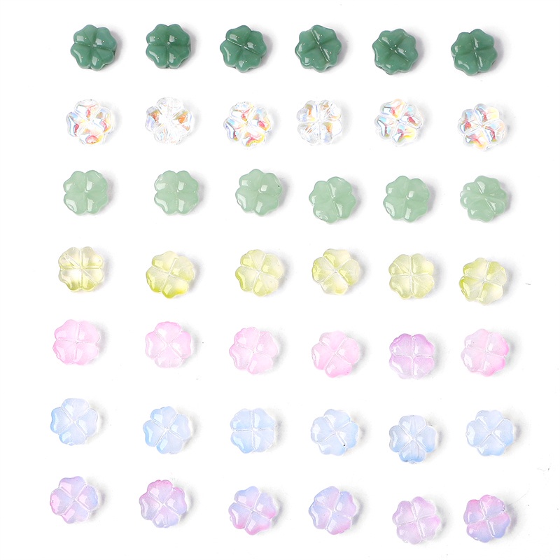 20pcs Kaca Aksesoris Manik-Manik Perhiasan Semanggi Beruntung Bagus Untuk Membuat Perhiasan DIY