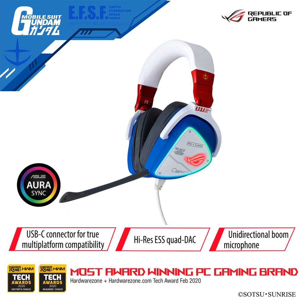 ROG Delta GUNDAM EDITION Gaming Headset, Hi-Res ESS Quad-DAC, RGB