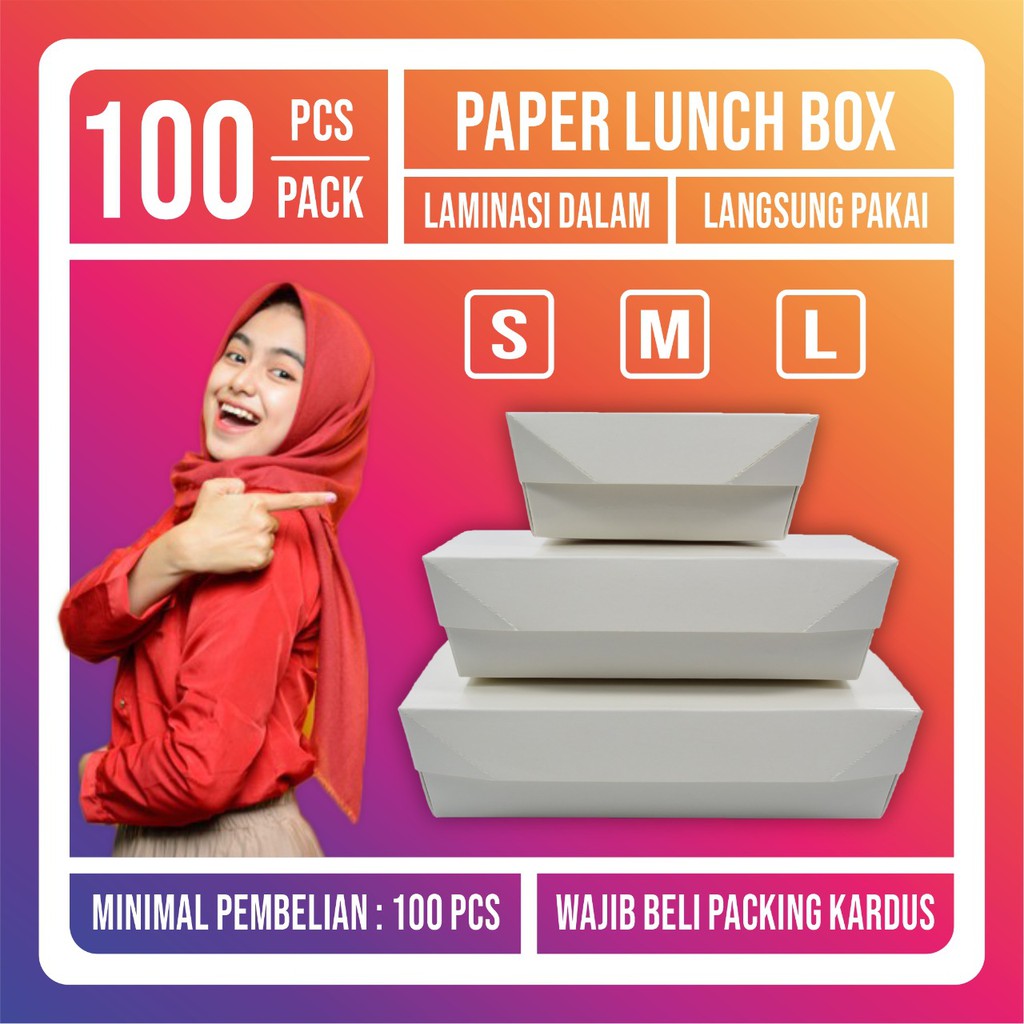 

kotak Makan/Lunchbox Paper/mie Ayam /NasiGoreng/Size M DPE Food Grade