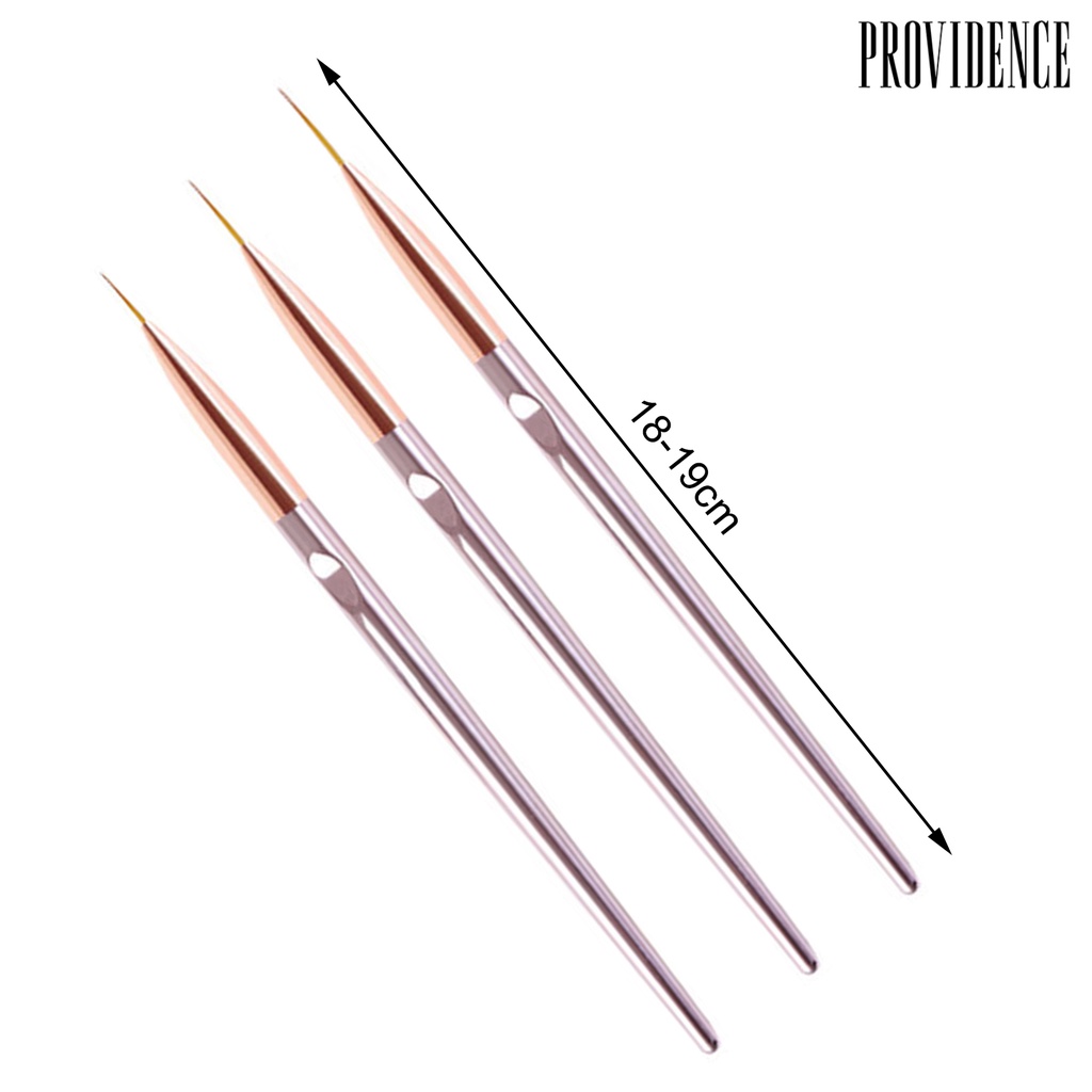 Providence 3Pcs Nail Art Liner Brushes Non-deformation Non-corroding Nail Decor UV Gel Painting Acrylic Liner Brushes for Salon