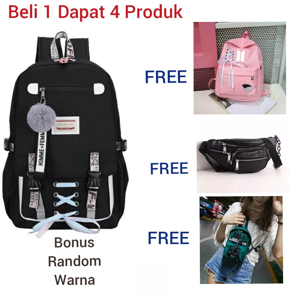 Tas Anak Sekolah Ransel Backpack Cowok Cewek Simple TK SD dan SMP Laki Laki Garsel Tas Punggung