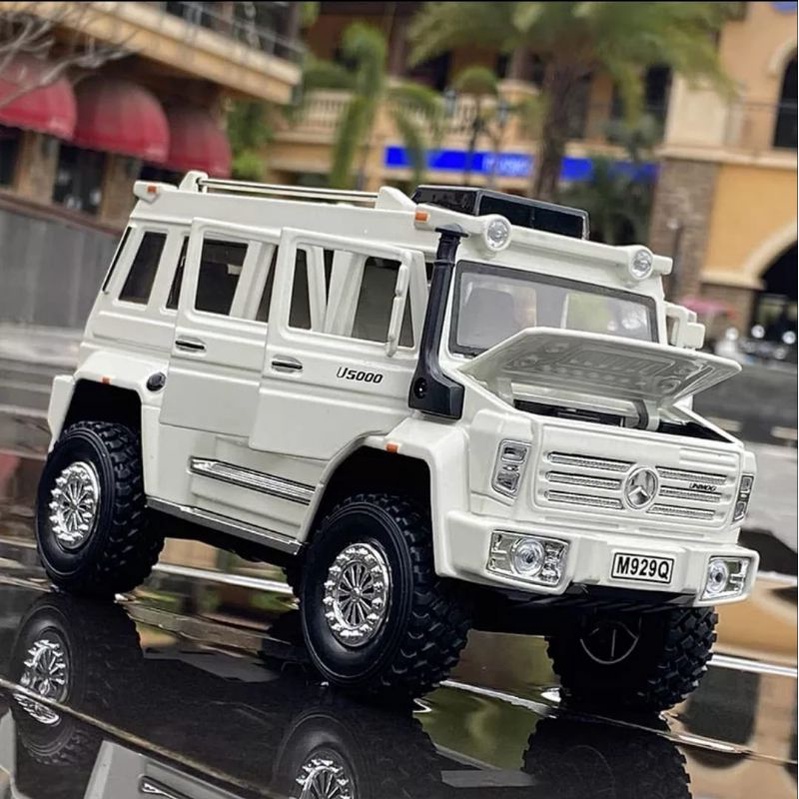 Diecast Mobil Mercedes Benz Unimog U5000 Miniatur Mobil Mobilan Pajangan Skala 1:124