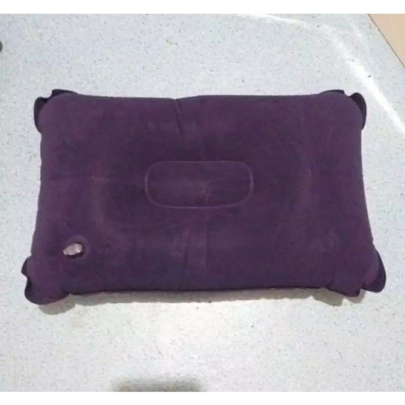 bantal tiup angin besar bludru travel pillow
