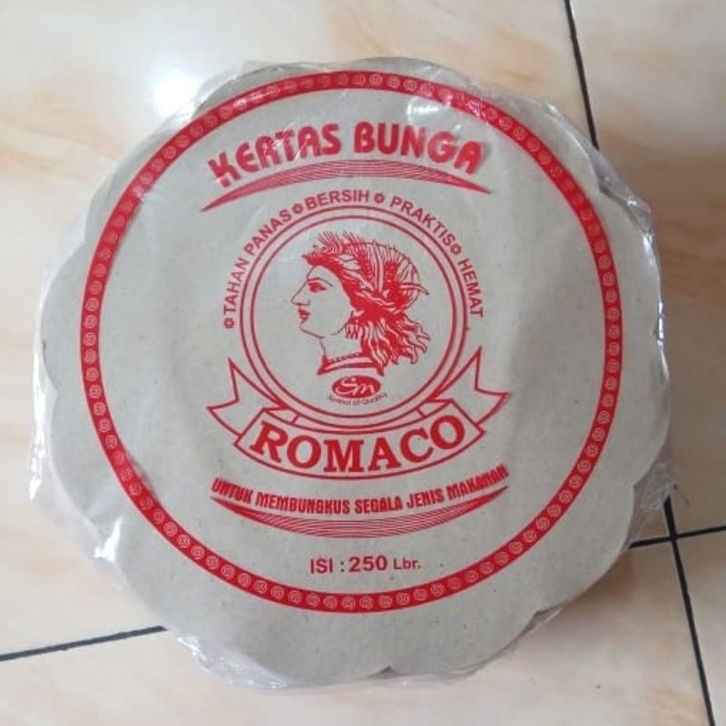 kertas bulat kertas nasi kertas bunga (isi 250 lbr) tatakan piring rotan