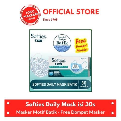 SOFTIES MASKER DAILY MASK 3PLY ISI 30 PCS MOTIF BATIK