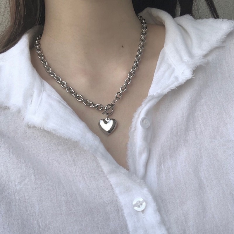 Harajuku retro love peach heart OT buckle Bundi cold wind necklace