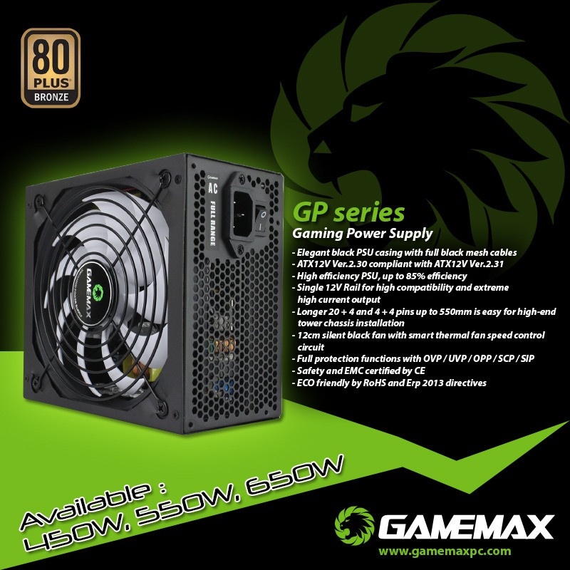 Gamemax PSU 550 Watt+80 GP Series Bronze