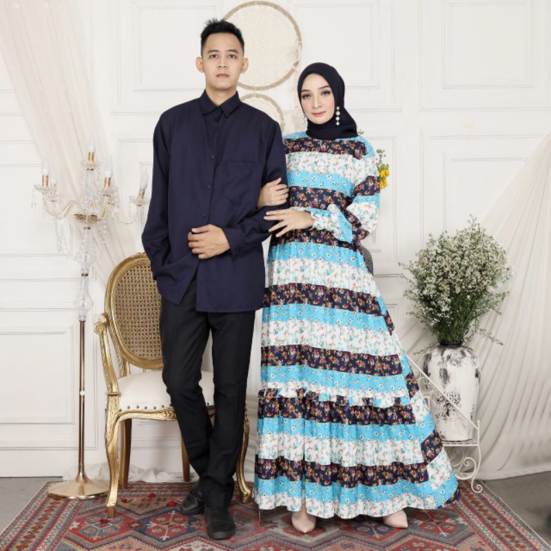 Q SUKMOASIH - Baju Couple Kondangan Kekinian Modern Kapel Pesta Elegan Mewah Pasangan Muslim Rikuni 