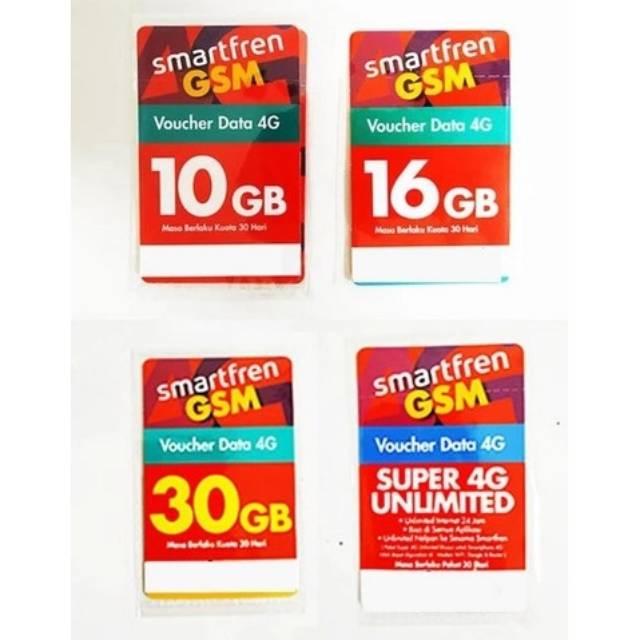 Kartu NIC Voucher Smartfren 10GB 16GB 30GB Unlimited LITE Unlimited 1GB (kirim fisik)