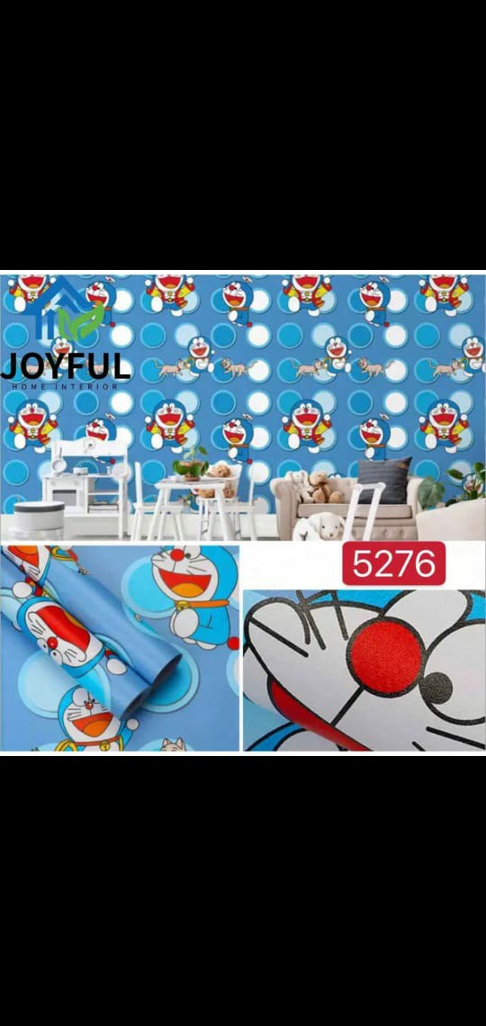 Homewallpaper - Wallpaper Sticker Dinding Motif Polkadot Doraemon 45cm X 10 M | Walpaper Kamar Anak