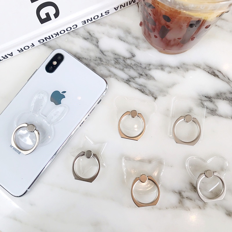 Transparent crystal stand Mobile phone ring stand Metal ring Ring phone holder Lazy bracket Acrylic phone holder PC transparent phone i-ring