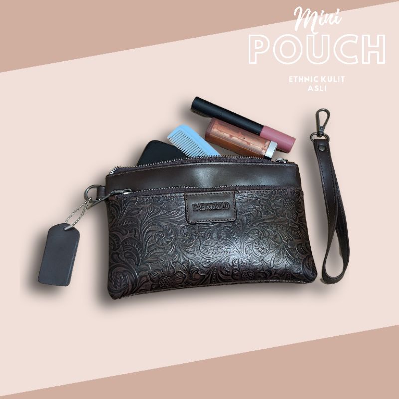 dompet wanita pouch mini make up kulit asli