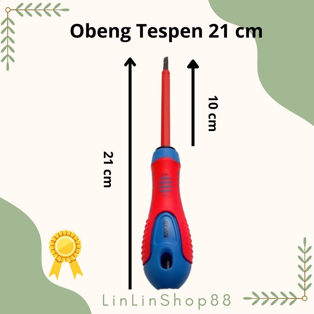 Obeng Tespen Bolak Balik Plus dan Minus Besar KOSS 21 cm