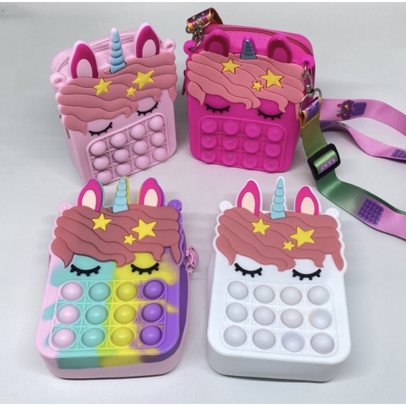 TAS MINI POP IT ANAK UNICORN RAINBOW