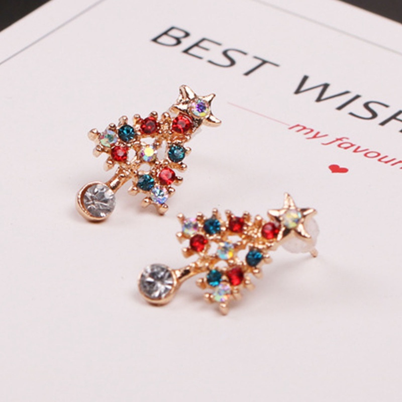 Anting Dangle Desain Kartun Snowman Snowflake Pohon Natal