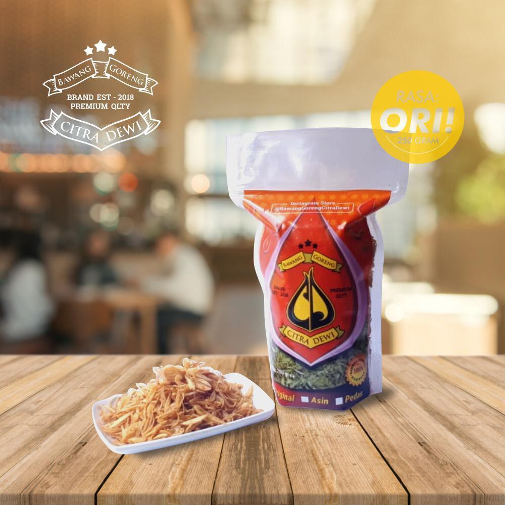 

Bawang Goreng Sumenep Asli Khas Kuningan Bawang Goreng Citra Dewi ORIGINAL, ASIN, PEDAS 250 gram