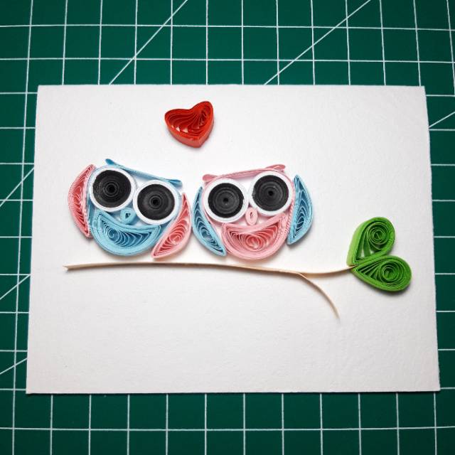 Kartu ucapan owl couple/paper quilling art/greetingcard