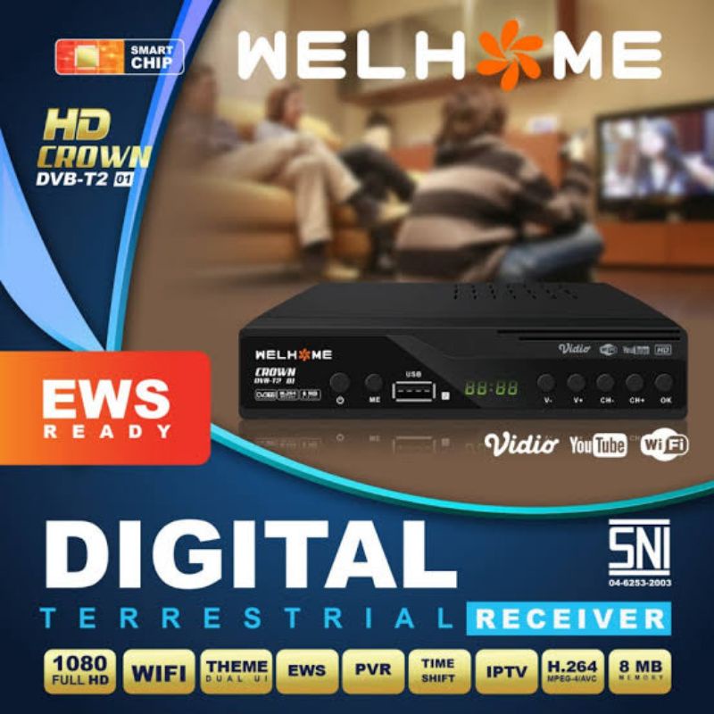 STB WELLHOME DIGITAL Smart Digital TV Box Receiver 1080P DVB-T2 - U-002 untuk siaran TV digital tune