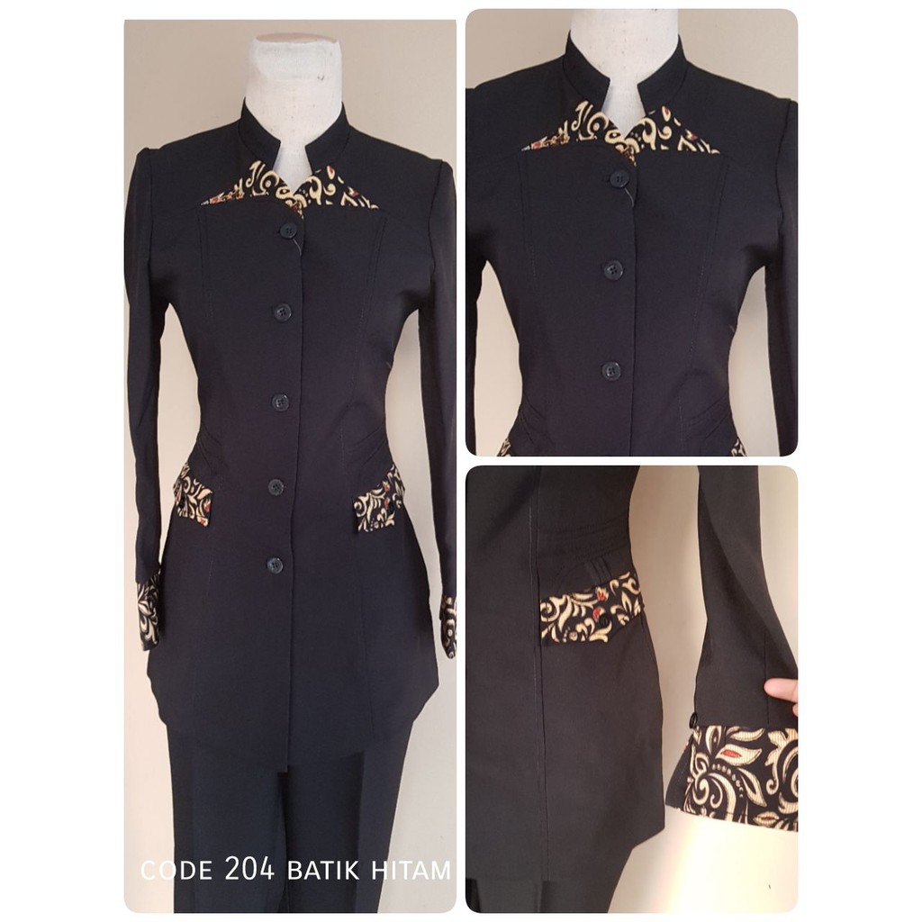 Setelan blazer wanita/Exclusive blazer batik wanita warna hitam kode 204