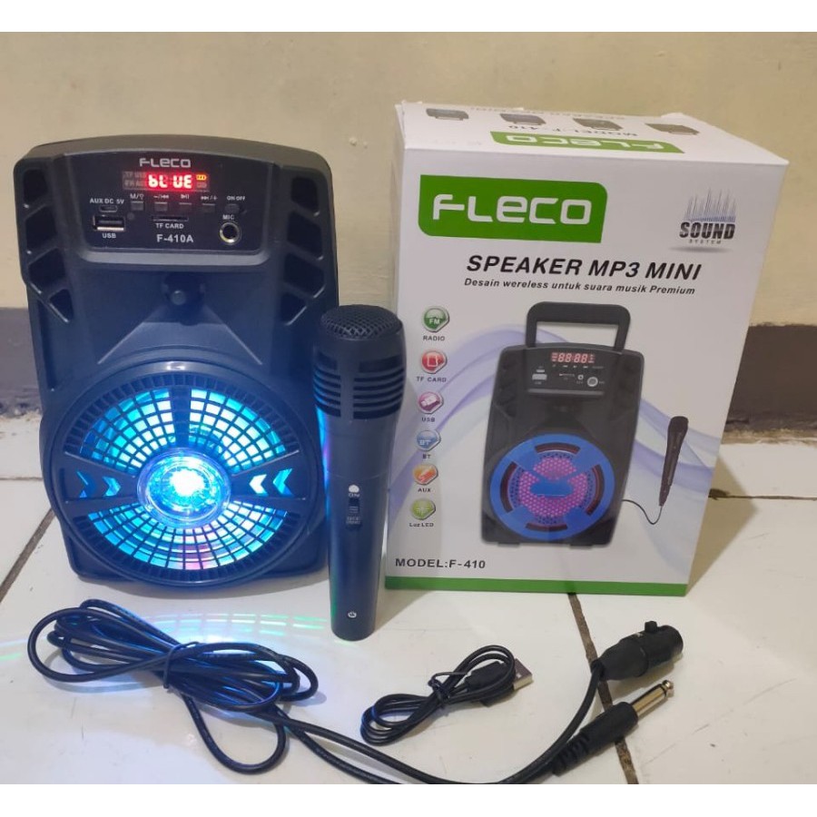 SPEAKER BLUETOOTH FLECO F-410 + 1 MIC KARAOKE FULL BASS