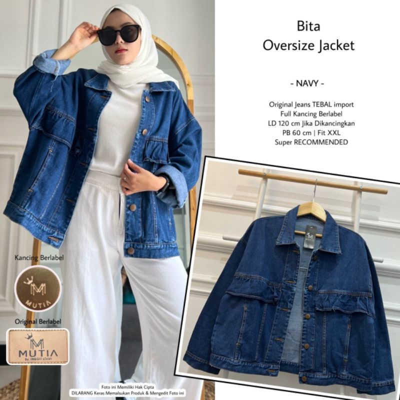 Jaket oversize jeans wanita premium / Bita oversize jacket by mutia / jaket jeans wanita modern