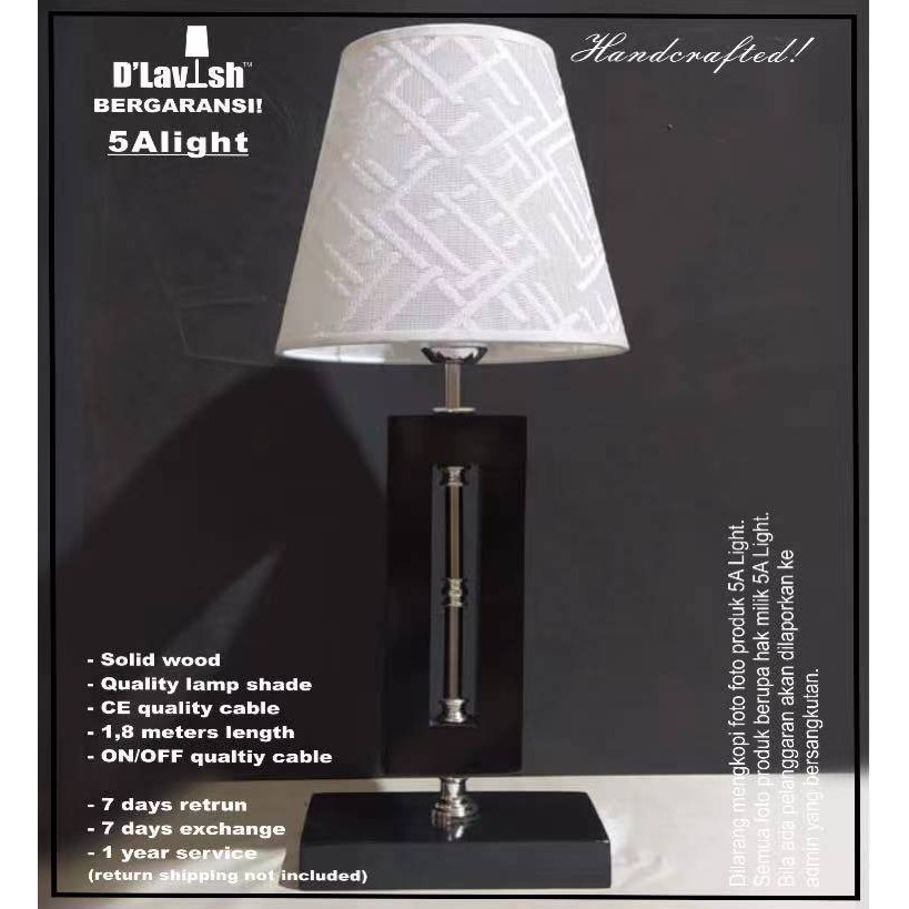 Palace WOOD Black 022 - Lampu Meja Hias Minimalis/Tidur/Nakas