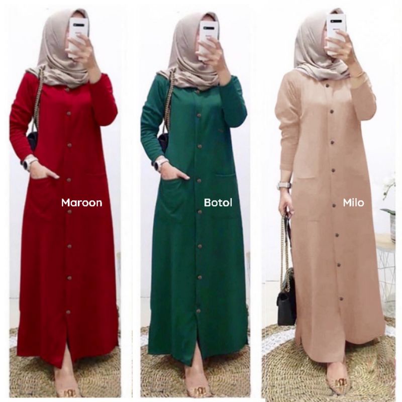 Azzahra - Gamis Wafle Milano LD100 Busui Kantong Kiri&amp;Kanan / R.5 - 187-5310