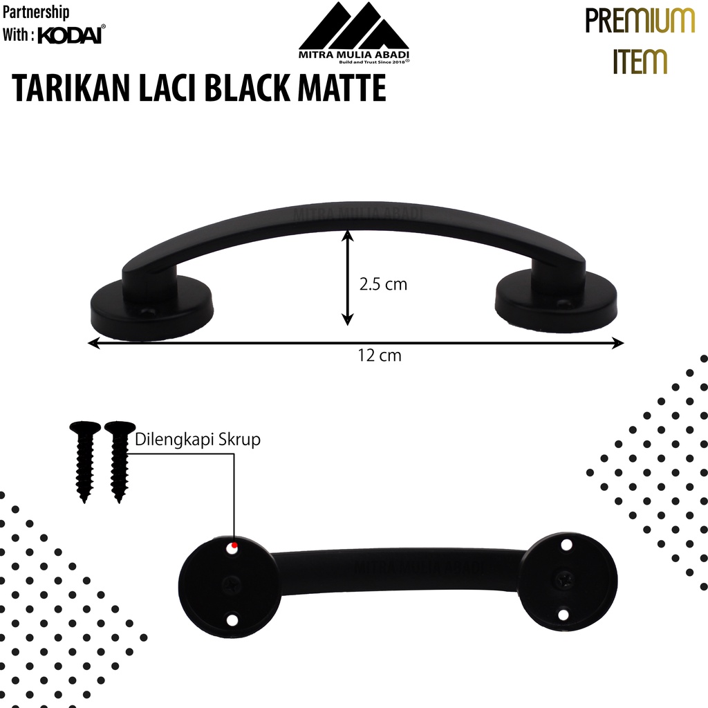 Tarikan Laci 5 Inch Black Matte | Drawer Pull | Merk TOP | T 098