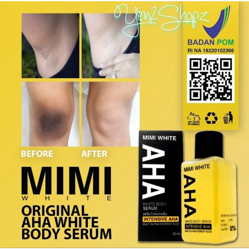 MIMI WHITE AHA WHITENING BODY &amp; FACE SERUM ORI PEMUTIH WAJAH DAN BADAN