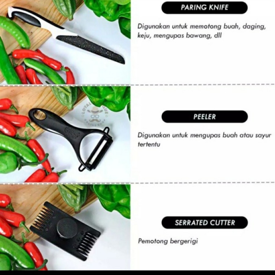 Pisau Set Batu Maifan Ceramic Granite Hitam Dapur 5 in 1 Kitchen Knife