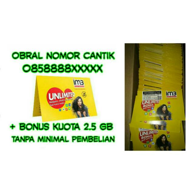 FREE KUOTA 2.5 GB  OBRAL SERI KUARTET 8888 PERDANA INDOSAT 4G  NOMOR CANTIK NOMER NOCAN