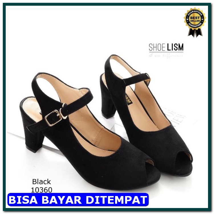 High Heels Selop Vintage Hak Tahu Wanita Import Gaya Korea Sandal HP582 High Heels Yf 10 - Hitam, 37