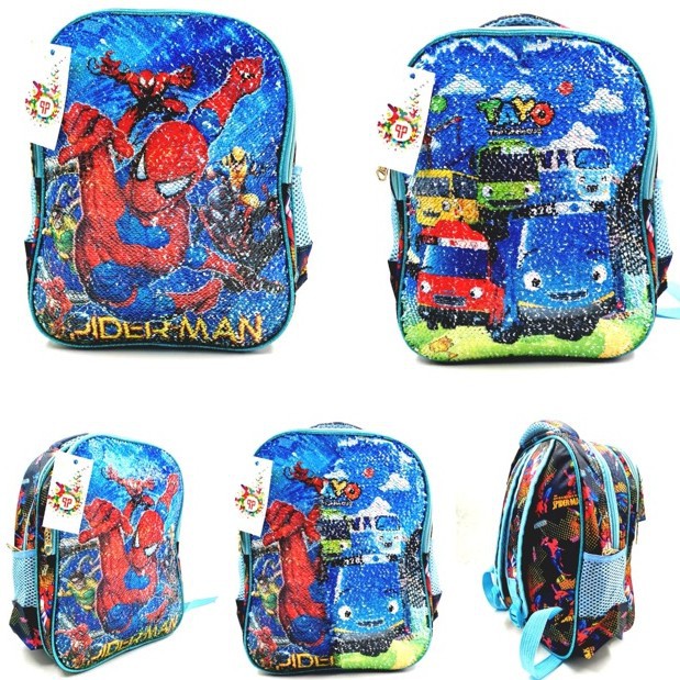 BAJ Tas Ransel Sequin USAP KEKINIAN TK LOL Frozen Hello Kitty Spiderman Tayo Avengers Cars / TA021