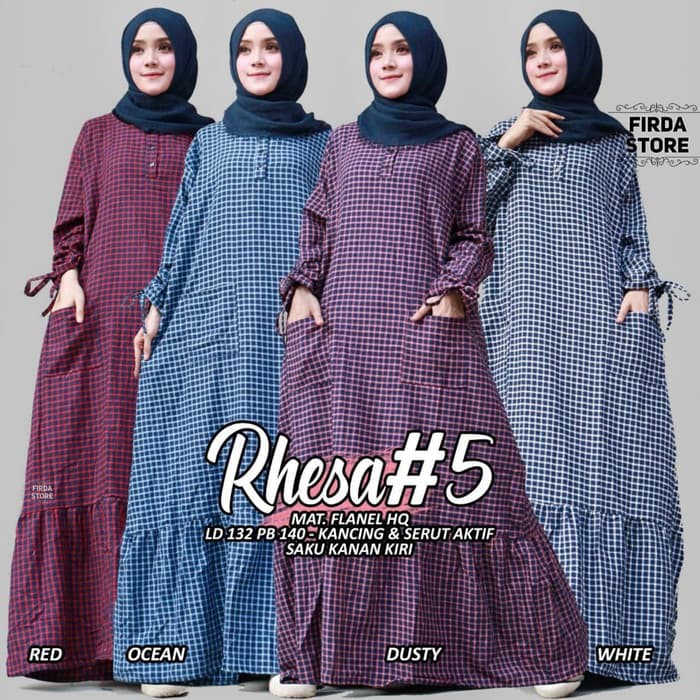 baju rhesa 5 suoer jumbo gamis flanel muslim wanita simple nyaman