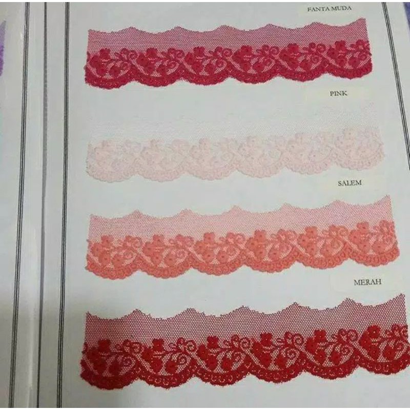 Renda tile bunga bordir rajut brokat thile tule tille tyle baju mukena kebaya gamis per yard