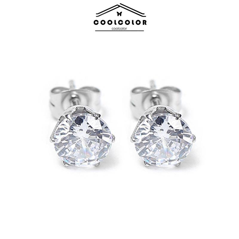COD❤️1PCS Titanium Steel Real Zircon Super Shiny Stud Earrings Diamond Stud Earrings Jewelry Fashion Wanita Korea Aksesoris
