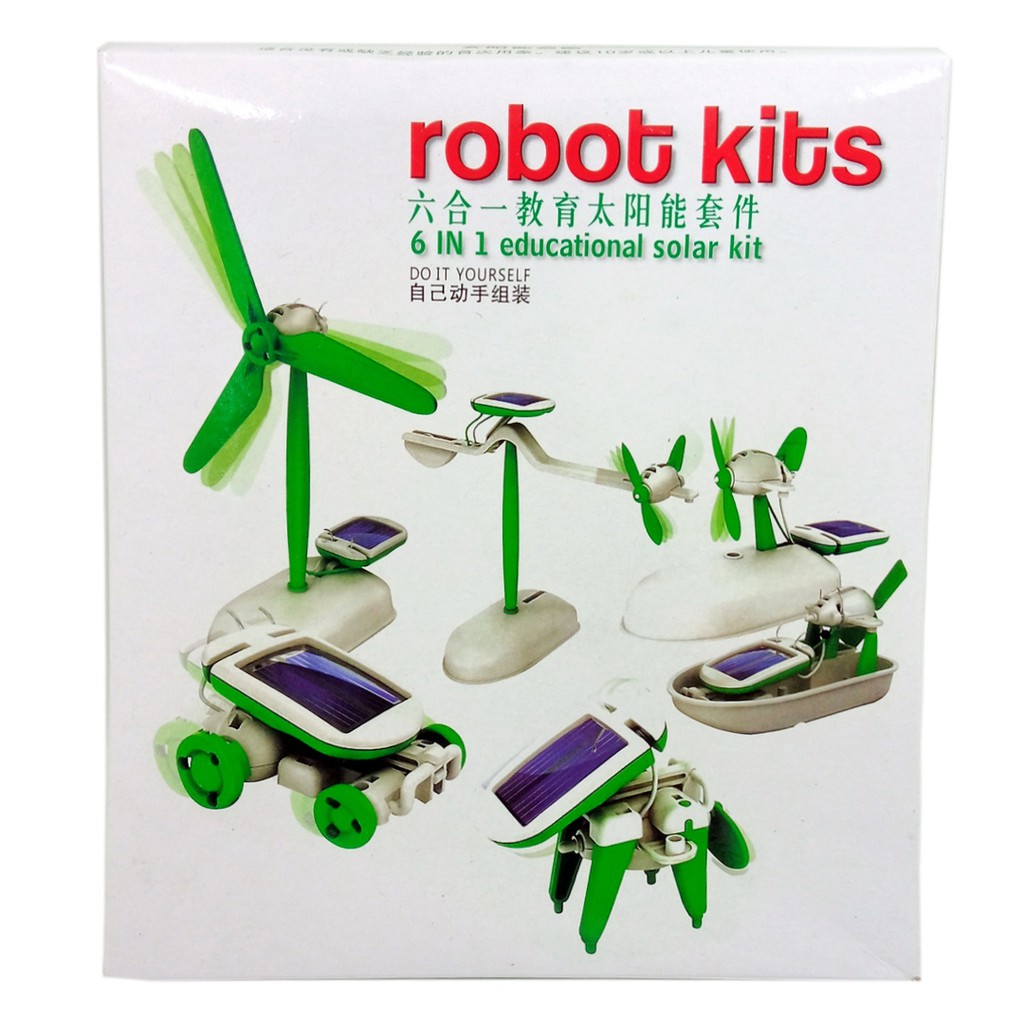 DIY Robot Solar Kits 6-in-1 Merakit Robot Mainan Edukasi Anak Laki